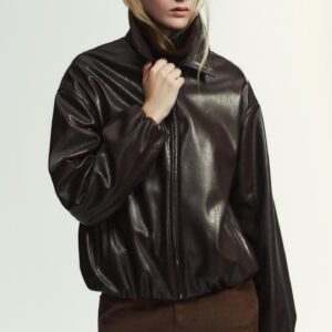 faux leather bomber jacket