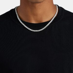 round cut tennis chain in white gold 5mm